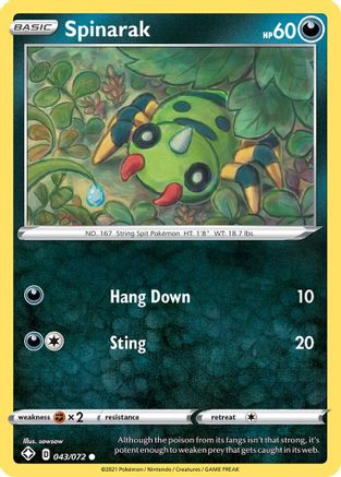 Spinarak 043/072 - Shining Fates Reverse Holofoil