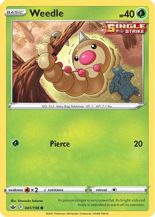 Weedle 001/198 - SWSH06 Chilling Reign