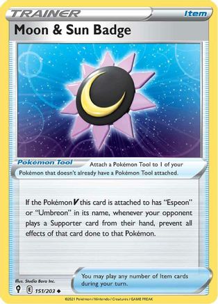 Moon & Sun Badge 151/203 - SWSH07 Evolving Skies