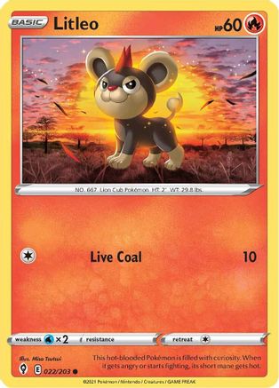 Litleo 022/203 - SWSH07 Evolving Skies Reverse Holofoil
