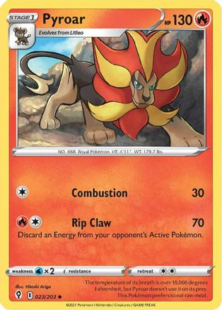Pyroar 023/203 - SWSH07 Evolving Skies Reverse Holofoil