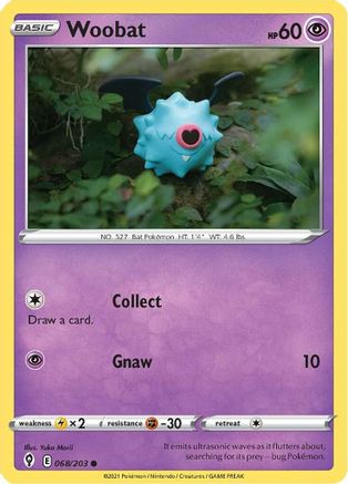 Woobat 068/203 - SWSH07 Evolving Skies Reverse Holofoil