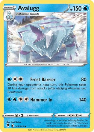 Avalugg 045/203 - SWSH07 Evolving Skies Reverse Holofoil