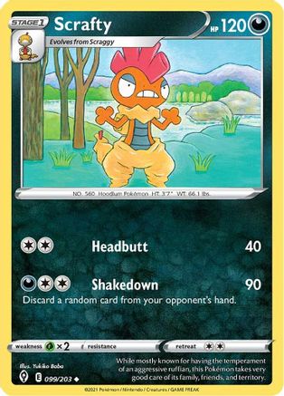 Scrafty 099/203 - SWSH07 Evolving Skies Reverse Holofoil