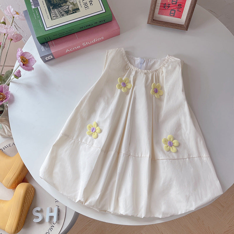 Baby girl sleeveless floral bud skirt