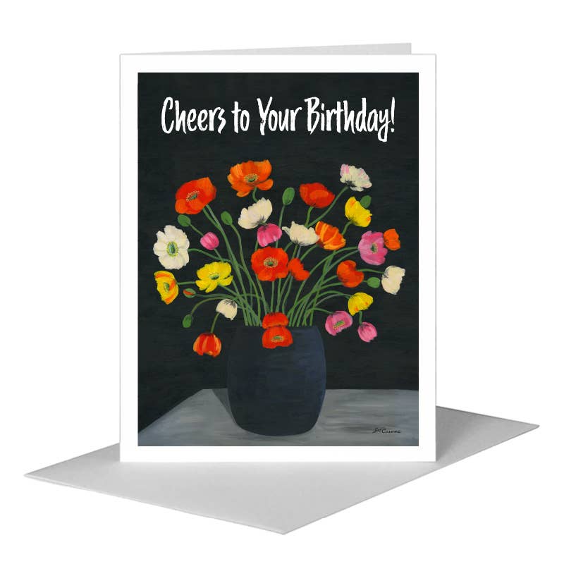 Poppies in Vase, Greeting Card (#7644B)