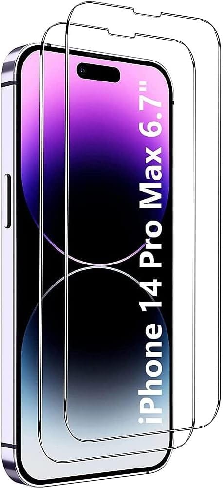 White Marble Series Case with Tempered Glass Screen and Camera Protector - iPhone 14 Pro Max