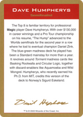 Dave Humpherys Bio (WCD-) - World Championship Decks 2003