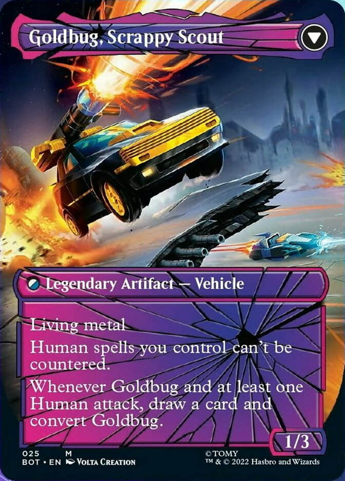 Goldbug, Humanity's Ally // Goldbug, Scrappy Scout (BOT-025) - Transformers: (shatteredglass, convertdfc) (Borderless)