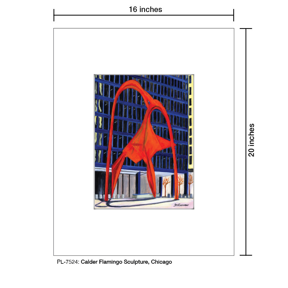 Calder Flamingo Sculpture, Chicago, Print (#7524A)