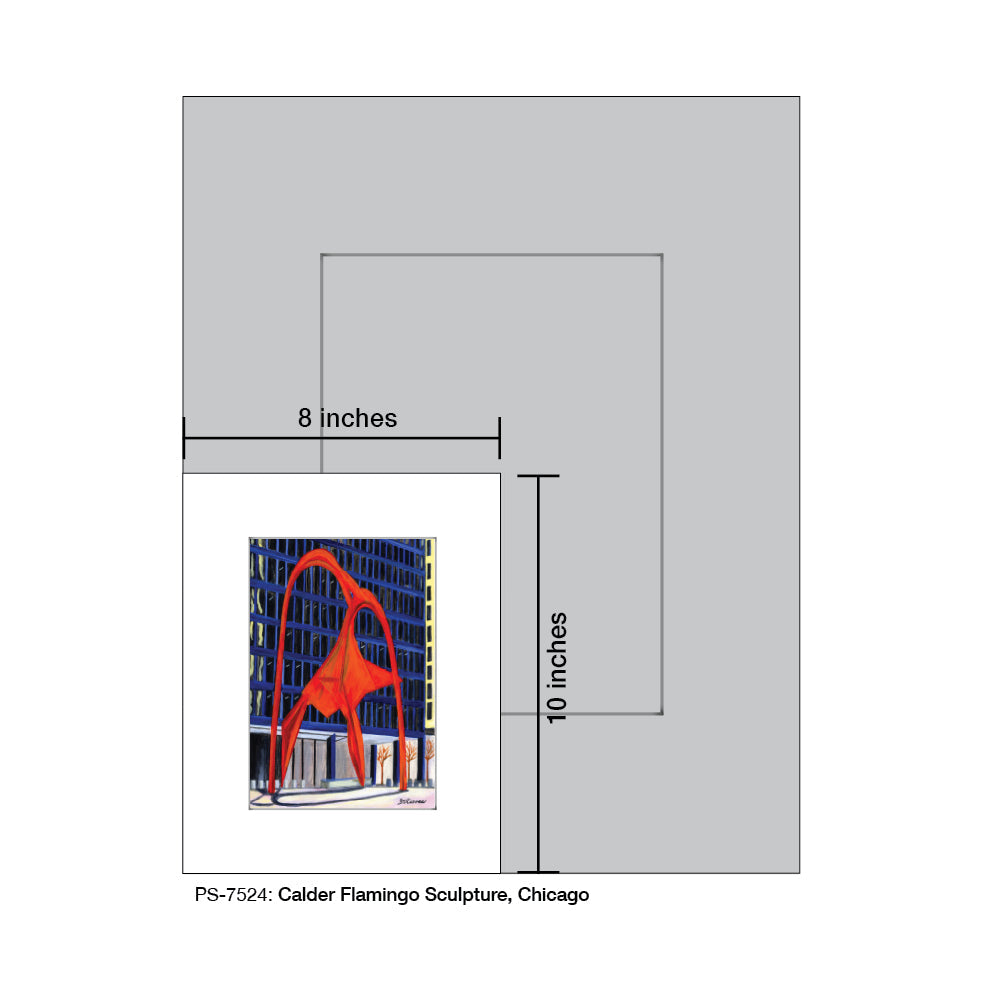 Calder Flamingo Sculpture, Chicago, Print (#7524A)
