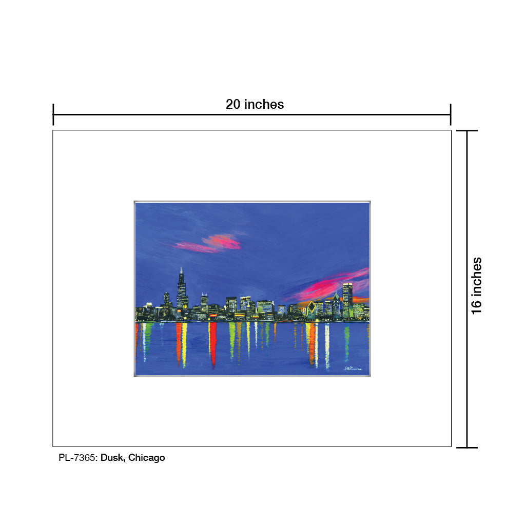 Dusk Skyline, Chicago, Print (#7365A)