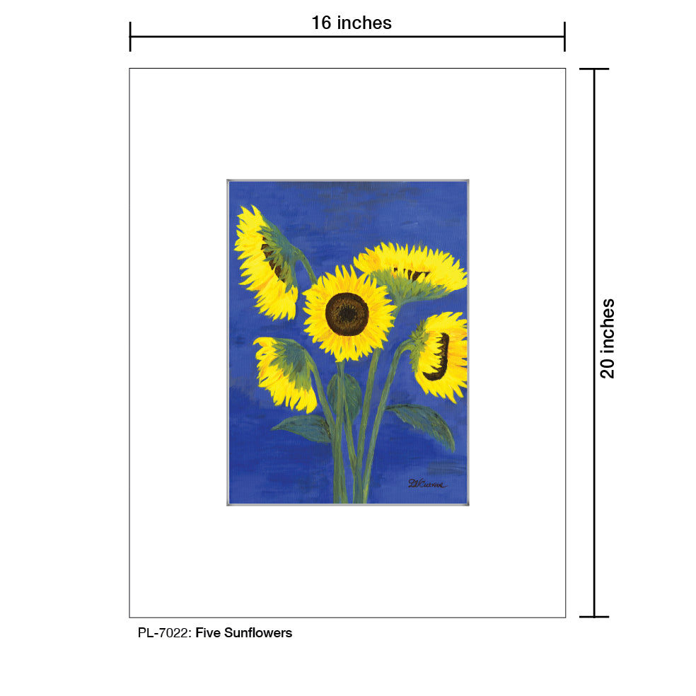 Five Sunflowers, Print (#7022A)