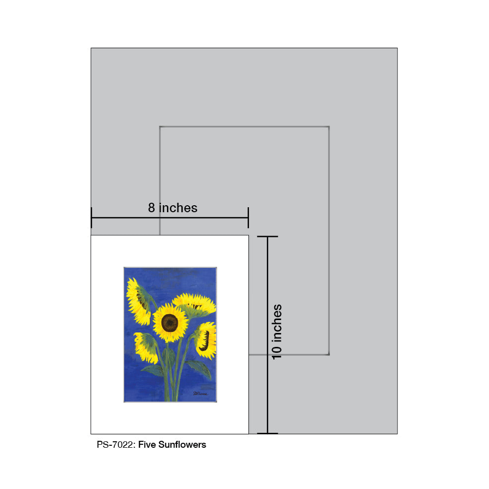 Five Sunflowers, Print (#7022A)