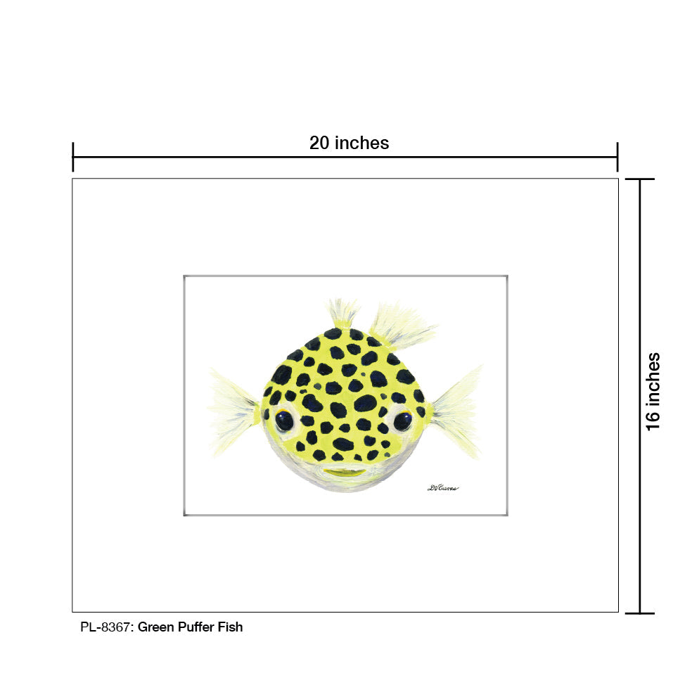 Green Puffer Fish, Print (#8367B)