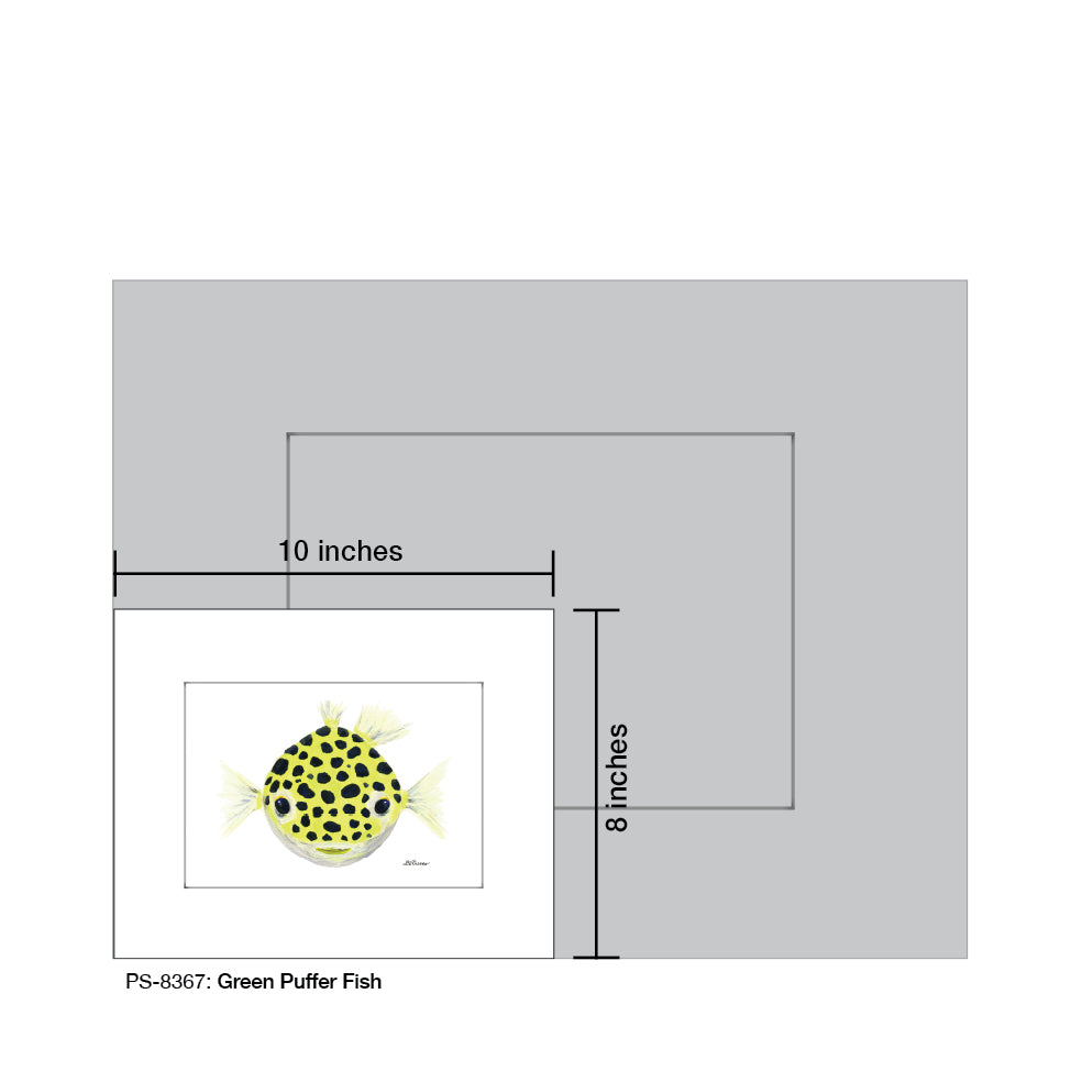 Green Puffer Fish, Print (#8367B)