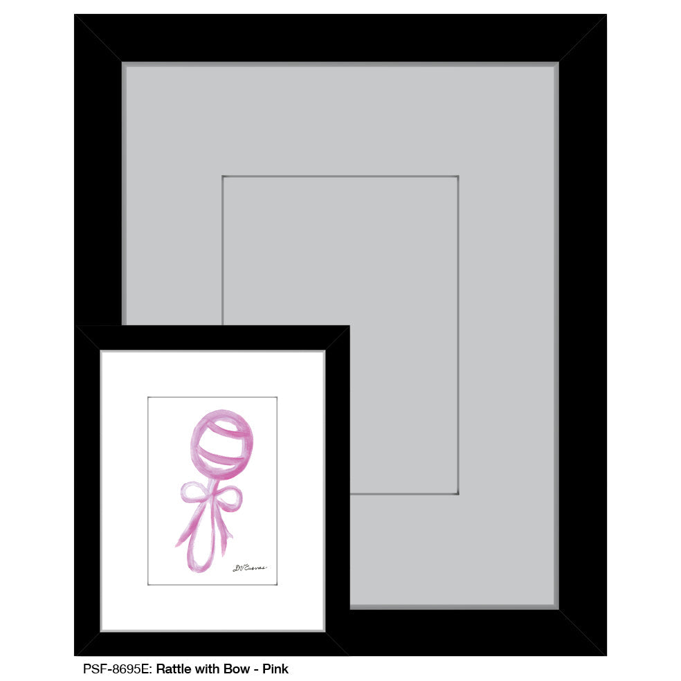 Rattle with Bow - Pink, Print (#8695E)