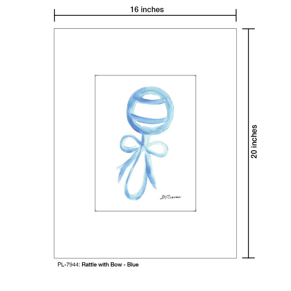 Rattle with Bow - Blue, Print (#7944A)