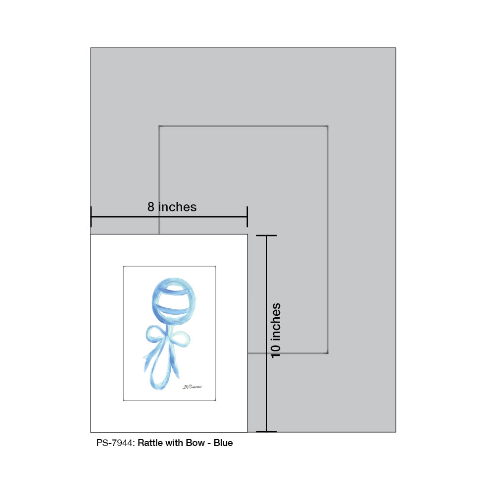 Rattle with Bow - Blue, Print (#7944A)