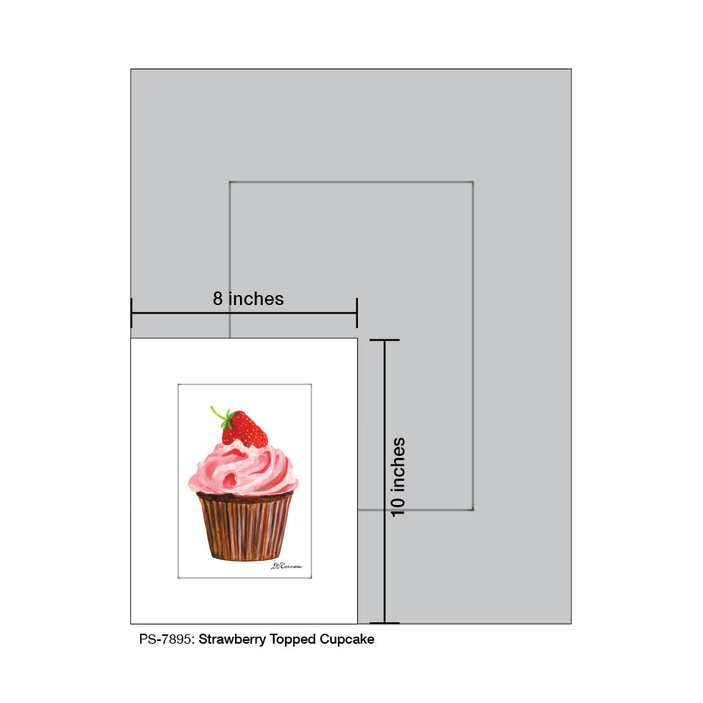 Strawberry Topped Cupcake, Print (#7895A)