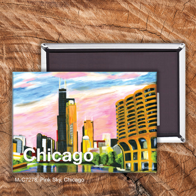 Pink Sky, Chicago, Magnet (M-7278A)