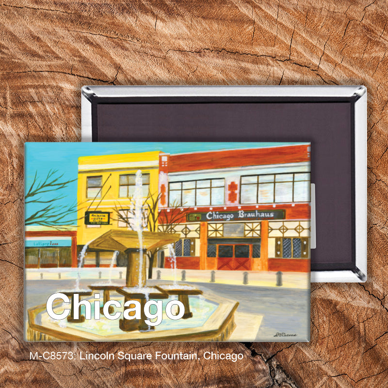 Lincoln Square Fountain, Chicago, Magnet (M-8573A)