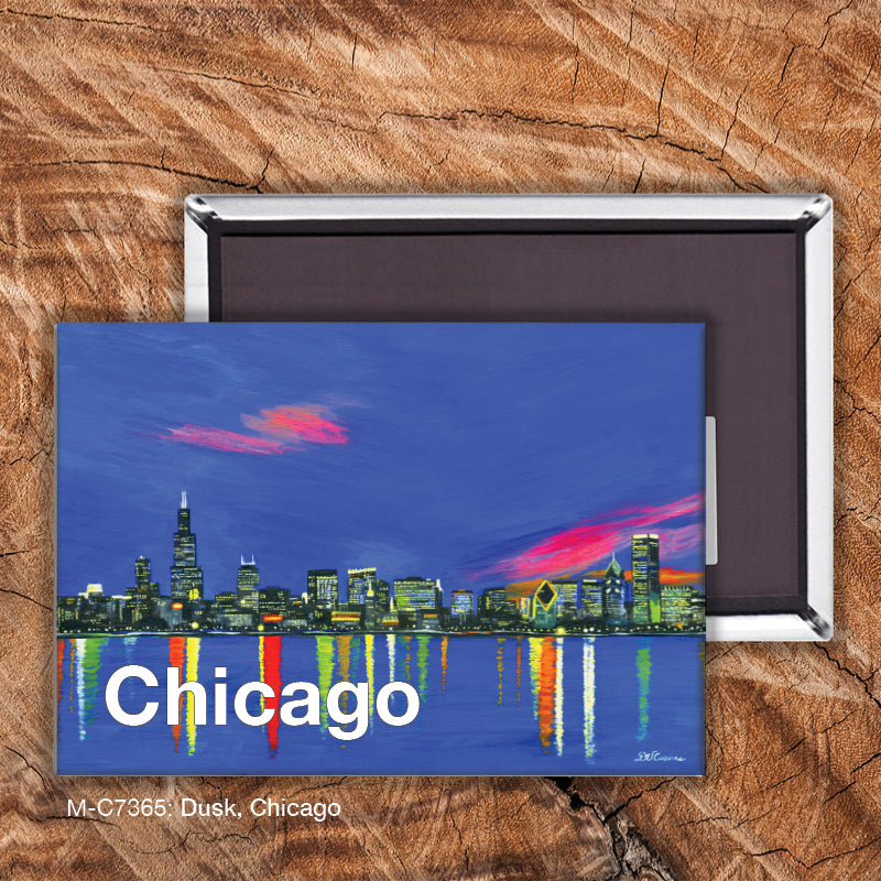 Dusk Skyline, Chicago, Magnet (M-7365A)