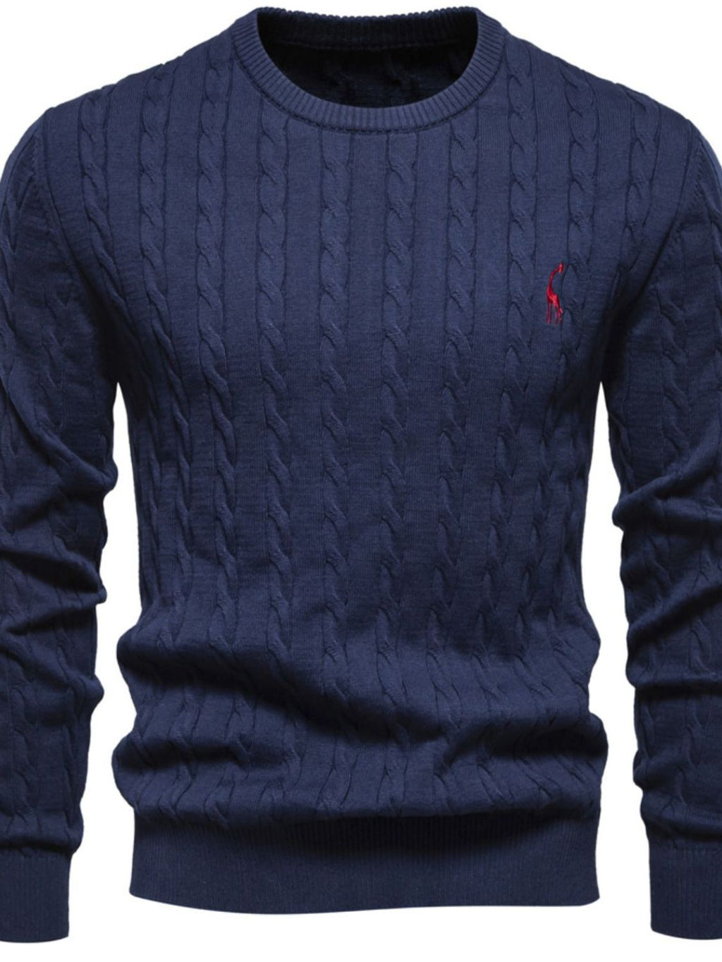 Men's Cable-Knit Round Neck Long Sleeve Sweater