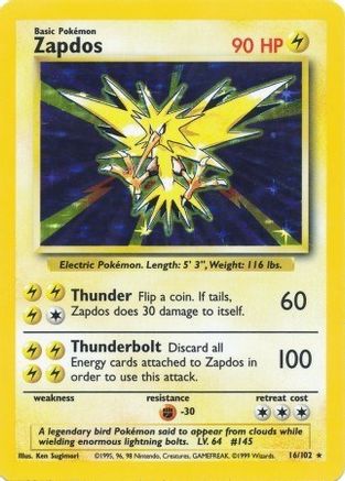Zapdos 016/102 - Base Set Holofoil