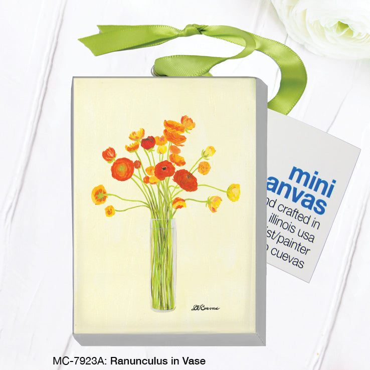 Ranunculus in Vase, Mini Canvas (MC-7923G)