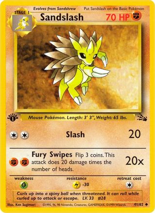 Sandslash 041/62 - Fossil 1st Edition