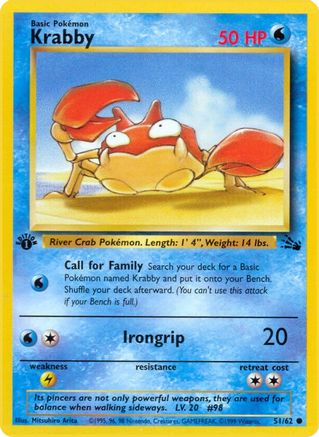 Krabby 051/62 - Fossil 1st Edition