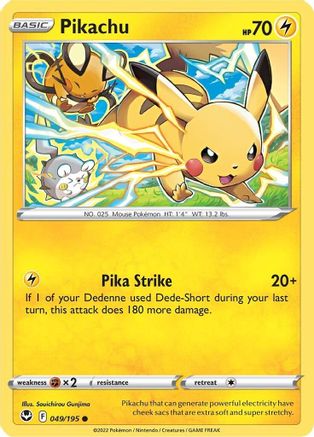 Pikachu 049/195 - SWSH12 Silver Tempest Reverse Holofoil