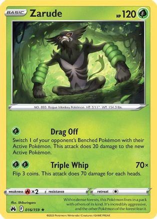 Zarude 016/159 - Crown Zenith Reverse Holofoil