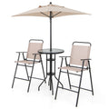 4 Pieces Outdoor Bar Set with Umbrella-Beige
