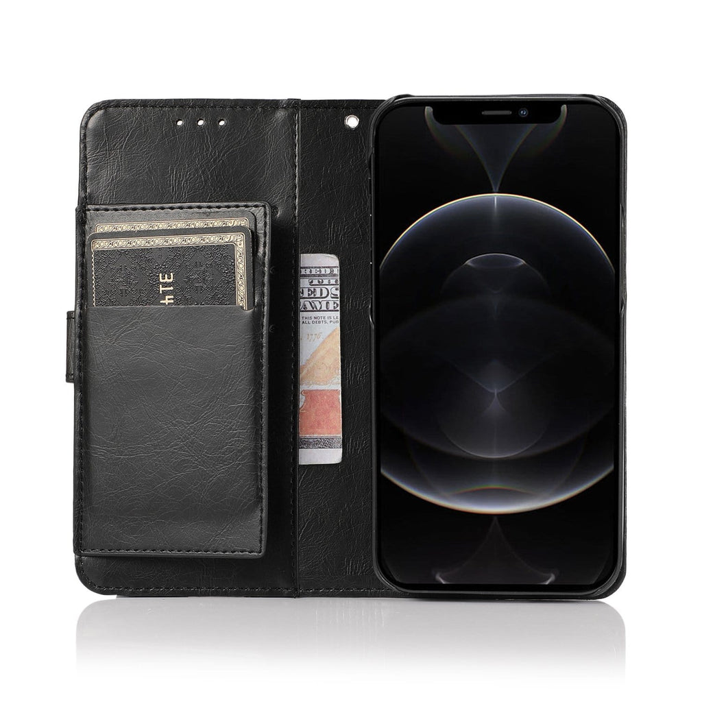 Indy Series Black Leather Wallet Case - iPhone 13 Pro