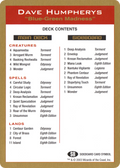 Dave Humpherys Decklist (WCD-) - World Championship Decks 2003