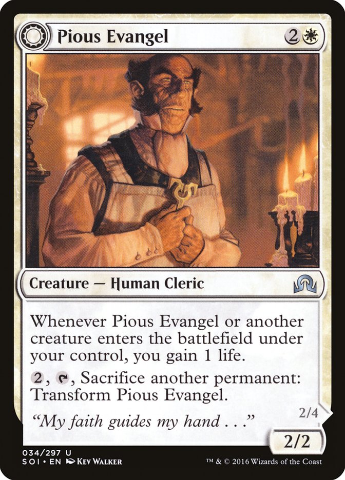 Pious Evangel // Wayward Disciple (SOI-034) - Shadows over Innistrad: (Double Faced Transform) Foil