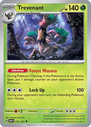 Trevenant 012/197 - SV03 Obsidian Flames Reverse Holofoil