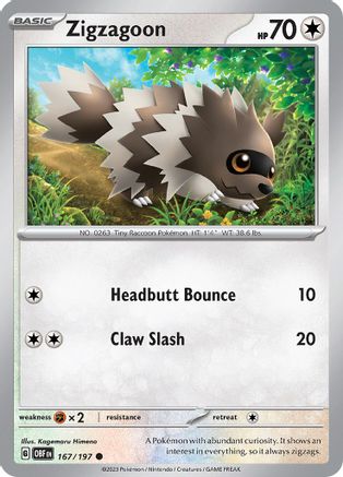 Zigzagoon 167/197 - SV03 Obsidian Flames
