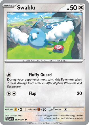Swablu 169/197 - SV03 Obsidian Flames Reverse Holofoil