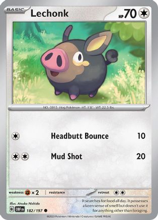 Lechonk 182/197 - SV03 Obsidian Flames Reverse Holofoil
