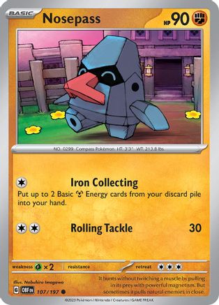 Nosepass 107/197 - SV03 Obsidian Flames Reverse Holofoil
