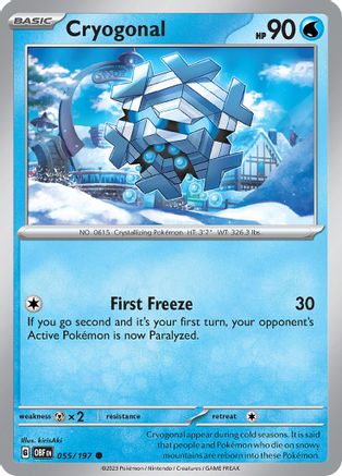 Cryogonal 055/197 - SV03 Obsidian Flames Reverse Holofoil