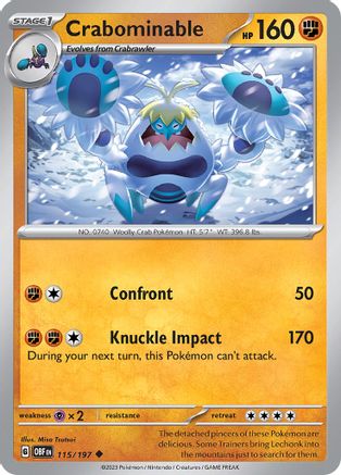 Crabominable 115/197 - SV03 Obsidian Flames Reverse Holofoil