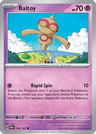 Baltoy 094/197 - SV03 Obsidian Flames Reverse Holofoil