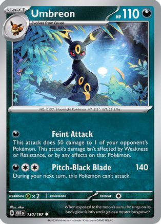 Umbreon 130/197 - SV03 Obsidian Flames Reverse Holofoil