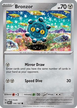 Bronzor 144/197 - SV03 Obsidian Flames Reverse Holofoil