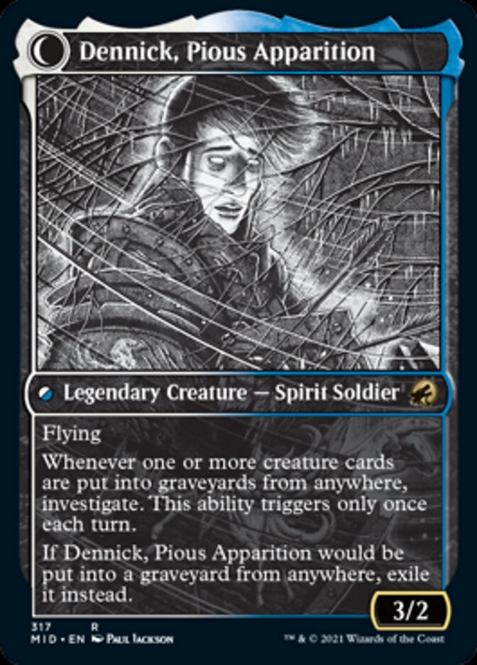 Dennick, Pious Apprentice // Dennick, Pious Apparition (MID-317) - Innistrad: Midnight Hunt: (Showcase, Double Faced Transform)