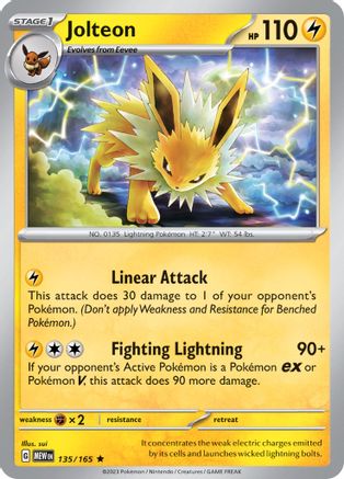 Jolteon 135/165 - SV Scarlet & Violet 151 Reverse Holofoil